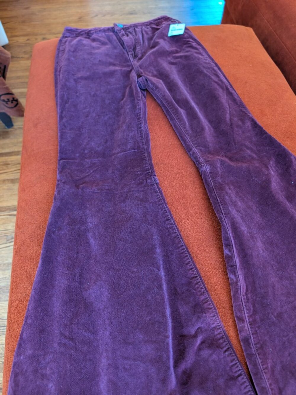 NWT Free People We The Free Velvet Flare Pants Wine Size 27 - Picture 3 of 8